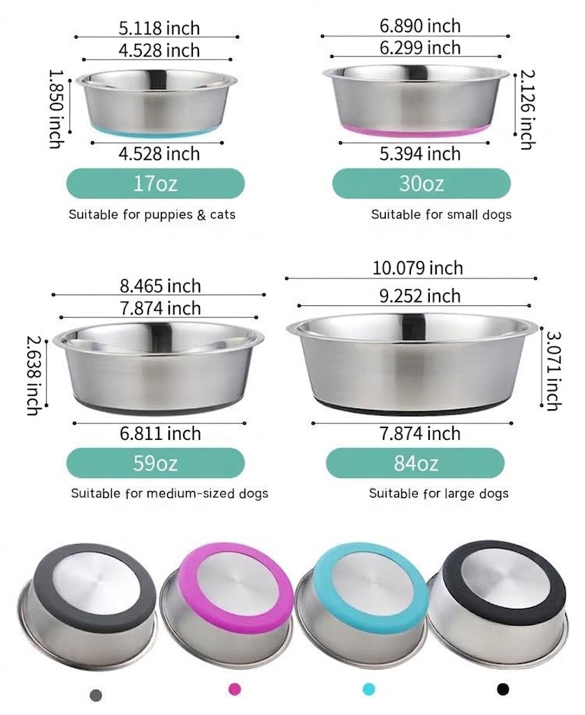 Silicone Pet Bowl With Stainless Steel Feeding Insert