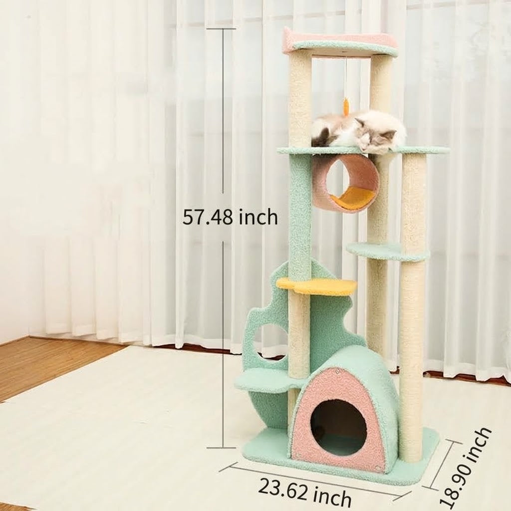 Large Pet Scratching Post With Interactive Toy Features