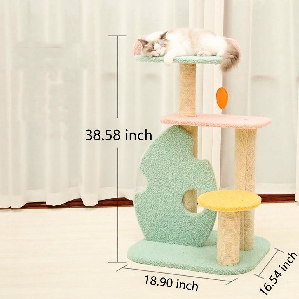 Large Pet Scratching Post With Interactive Toy Features