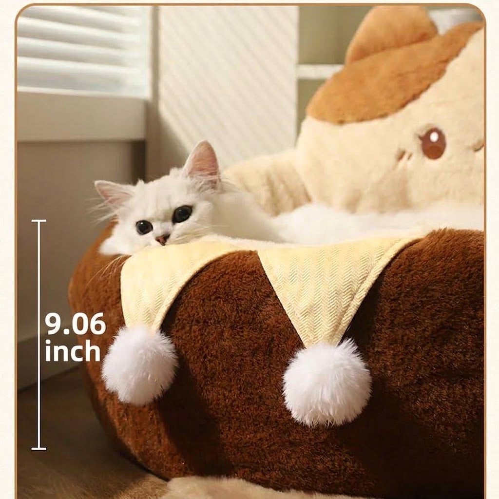 Round Plush Pet Bed Warm Soft Sleeping Cushion